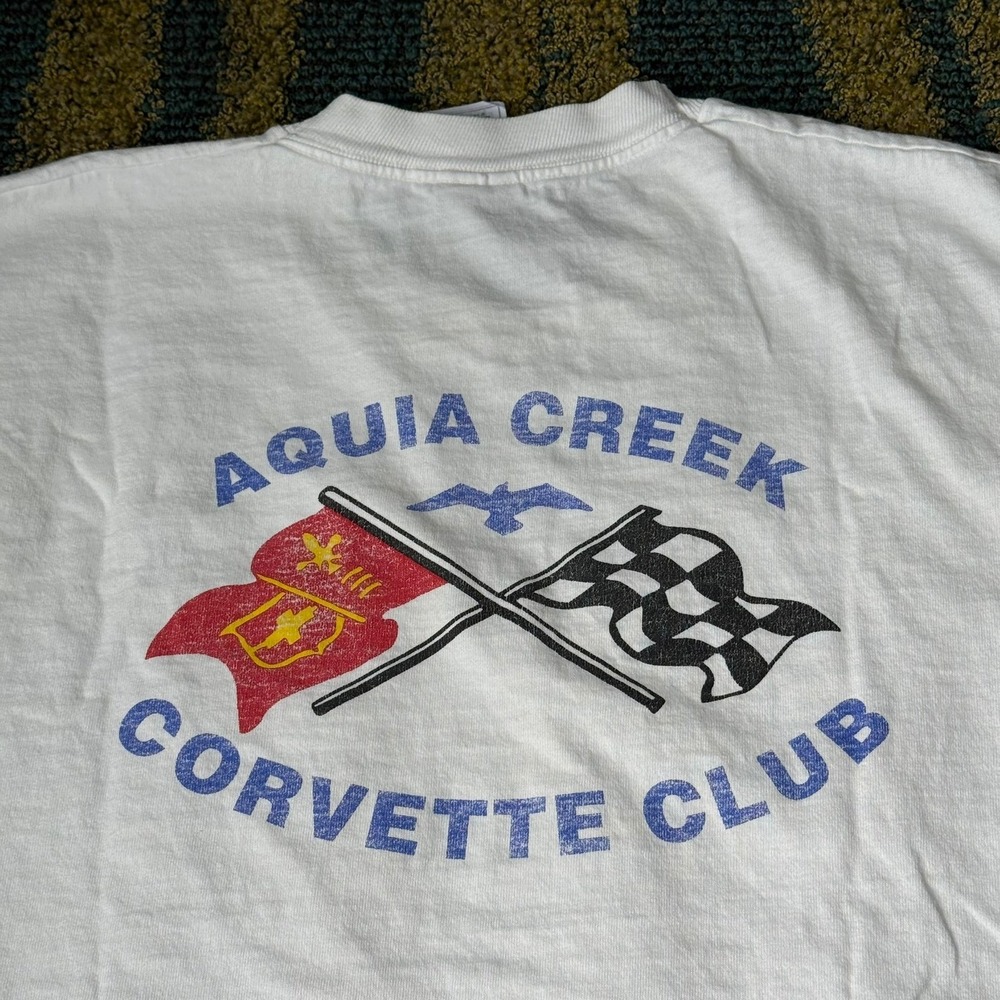 Vintage Corvette‎ Club Aquia Creek White Graphic T Shirt Large Virginia